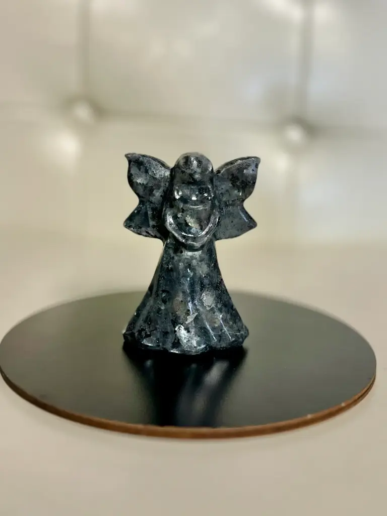 4" Standing Angel Carving in natural Larvakite