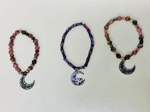 Handmade natural stone bracelets with charms